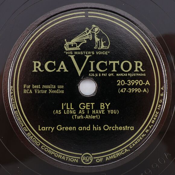 Larry Green, I'll Get By / Western Melody 1950 10" 78 rpm Shellac Record 20-3990 - Picture 1 of 16